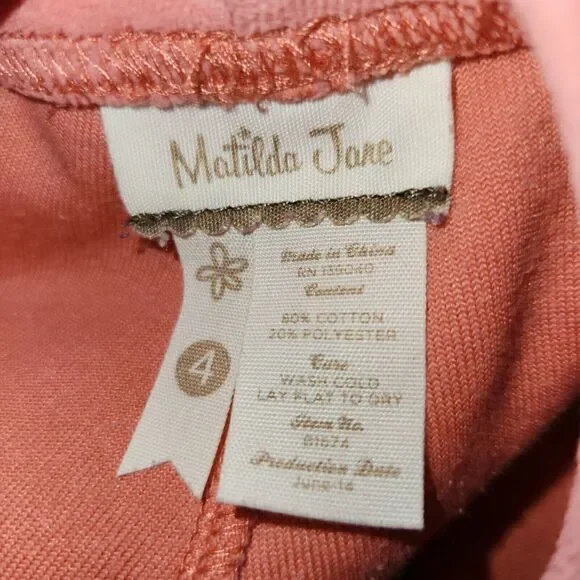 Matilda Jane sz 4 Secret Fields Party Punch Coral Velour Bennys Ruffles - Picture 3 of 4